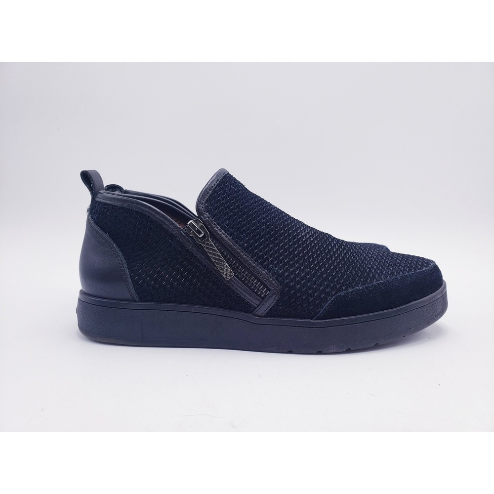 Donald J Pliner Slip On Sneakers Black Suede Mesh Zipper Women Size 6.5